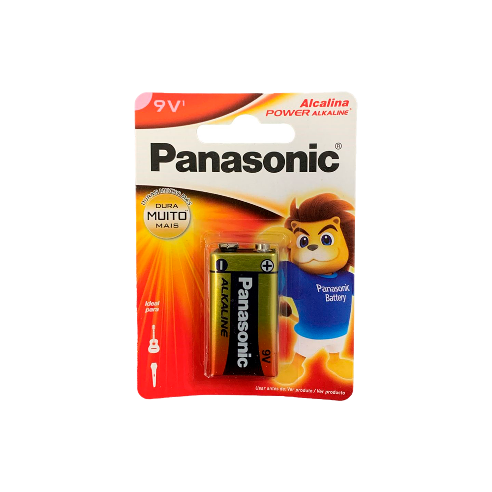 Cartela com 1 Bateria de 9v Panasonic Alcalina