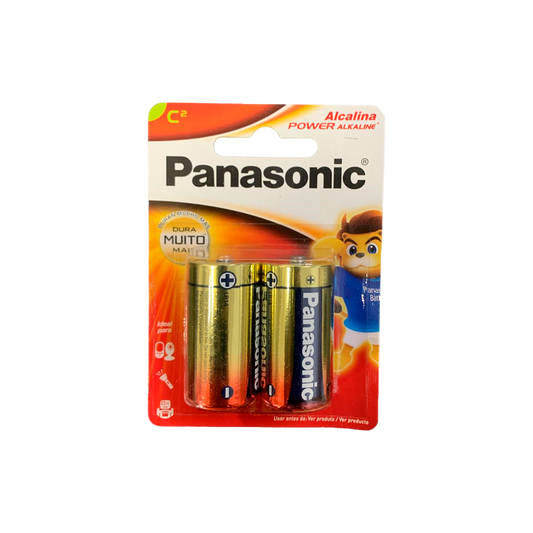 Cartela com 2 pilhas C Panasonic alcalinas