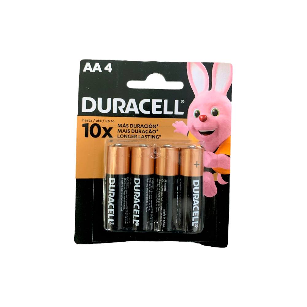 Cartela com 4 pilhas AA Duracell