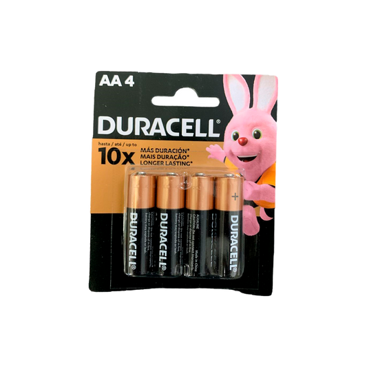 Cartela com 4 pilhas AA Duracell